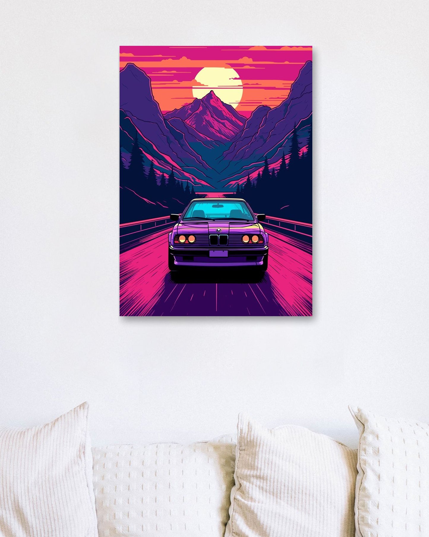 BMW Car Retro Synthwave - @GreyArt