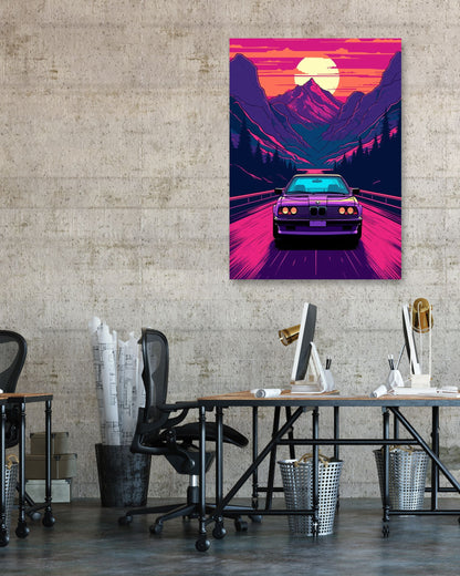 BMW Car Retro Synthwave - @GreyArt