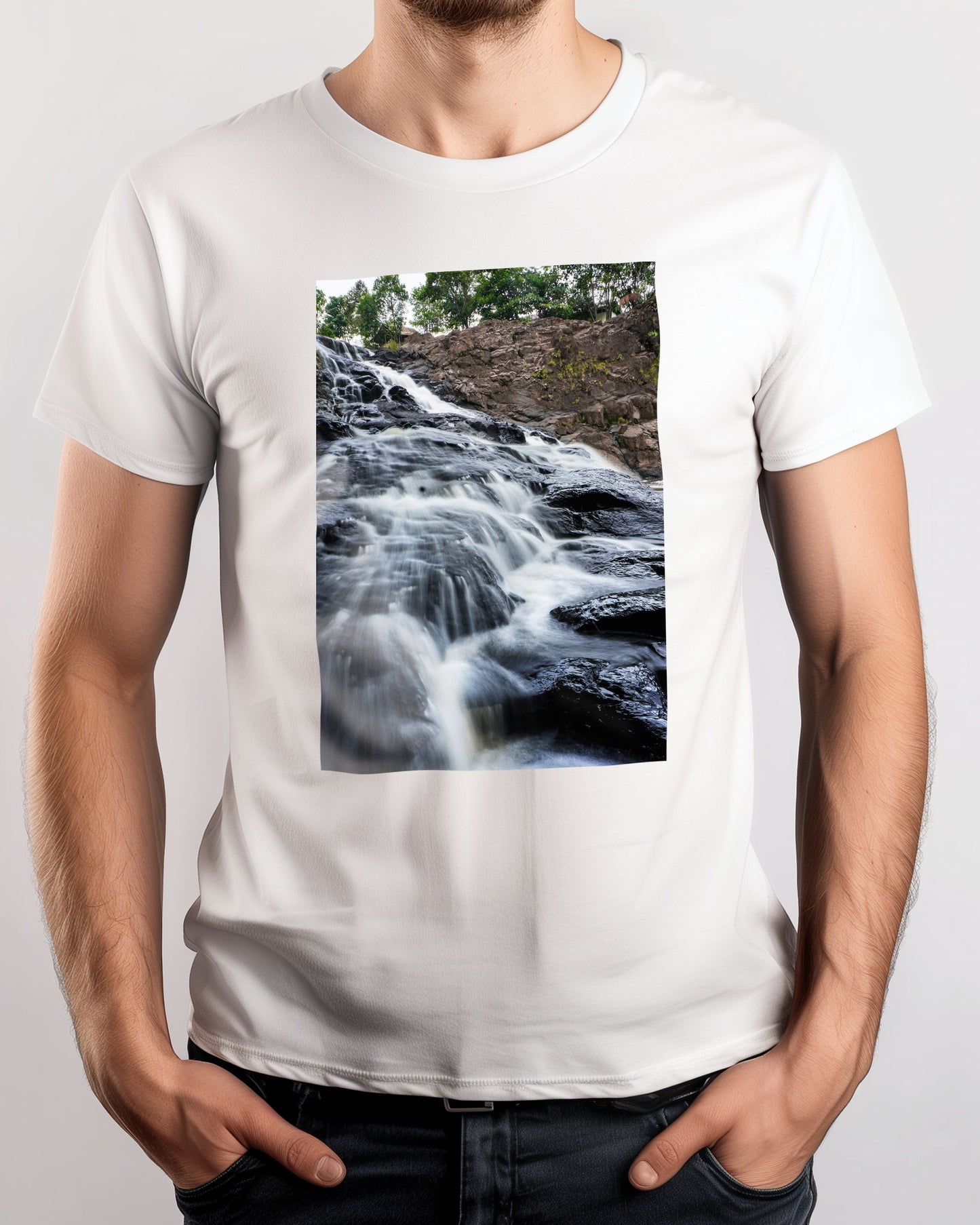 Smooth Waterfall River Landscape - @ColorizeStudio