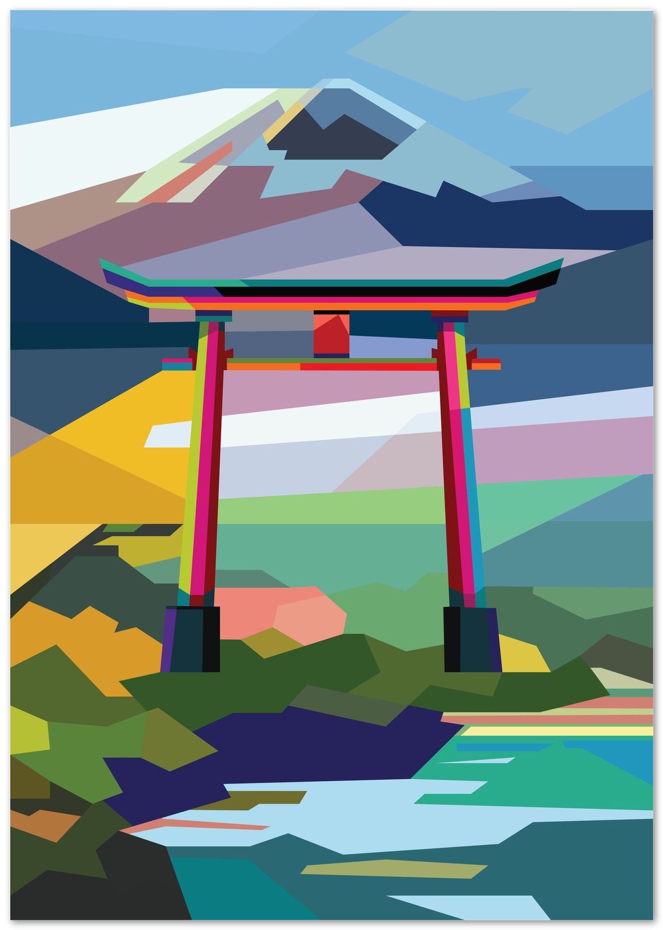 Torii Gate In Wpap Art Style Colorful - @Hanafi