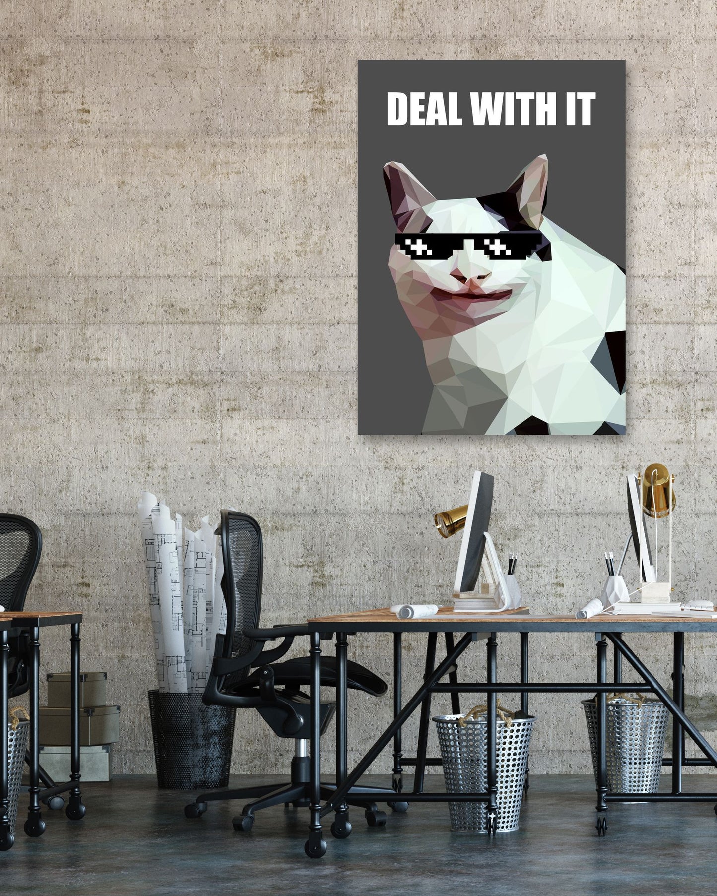 deal with it polite cat  - @Artnesia