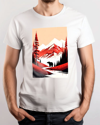 landscape animal bear in red line mountain  - @Shieru