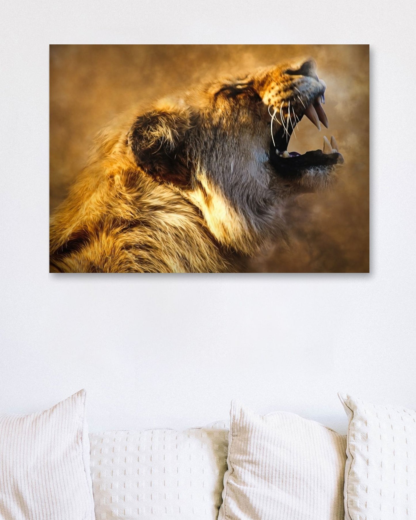 A Painting Of A Sided Roaring Lion - @Septi