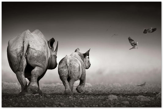 Black Rhino cow with calf - @chusna