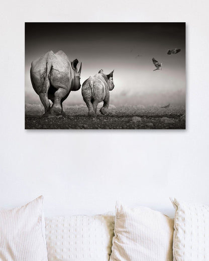 Black Rhino cow with calf - @chusna