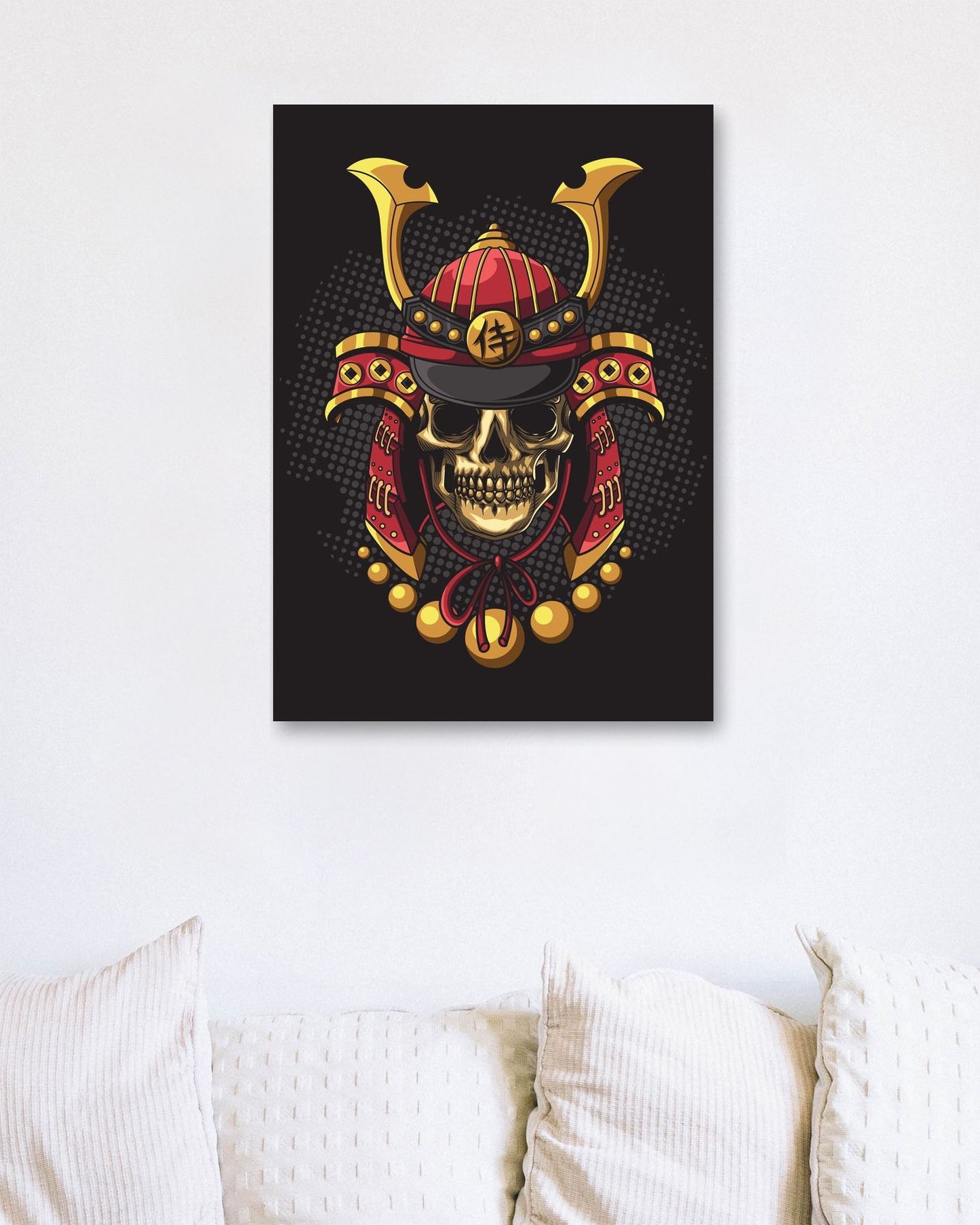 skull samurai illustration black red and gold - @PowerUpDesign