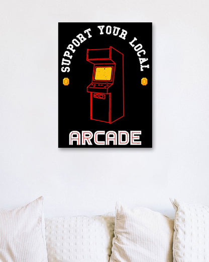 Support your local Arcade - Red - @PowerUpPrints