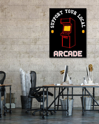 Support your local Arcade - Red - @PowerUpPrints