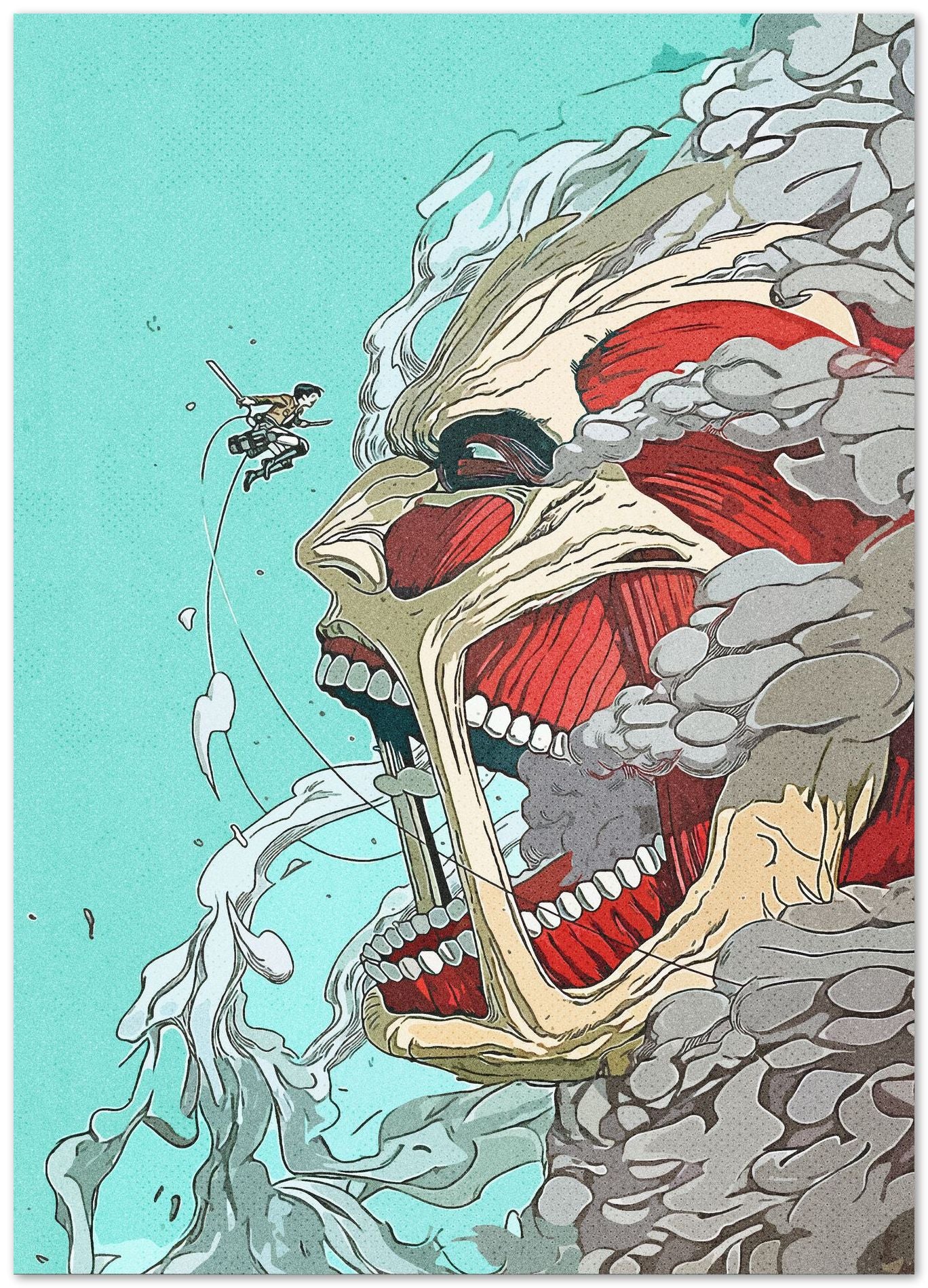 Attack On Titan Retro Vintage Manga - @ArtStyle