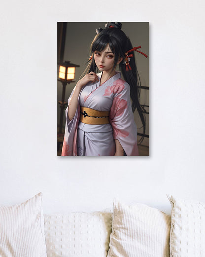 beautiful girl in kimono - @PopArtStudio