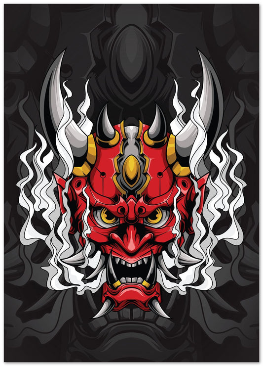 Japanese Poster Oni Mask - @PowerUpDesign