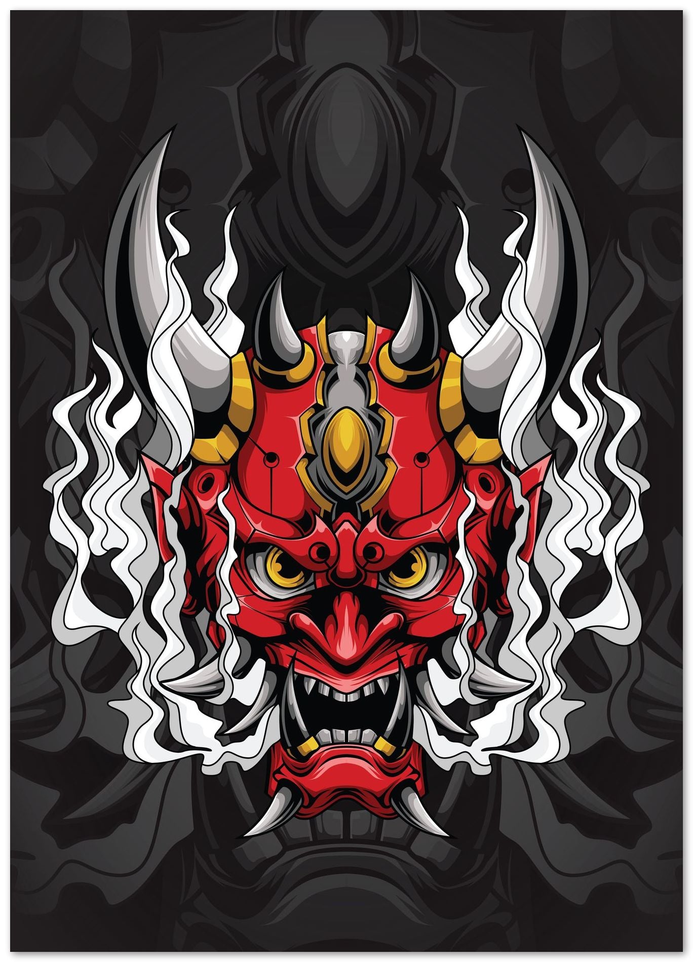 Japanese Poster Oni Mask - @PowerUpDesign