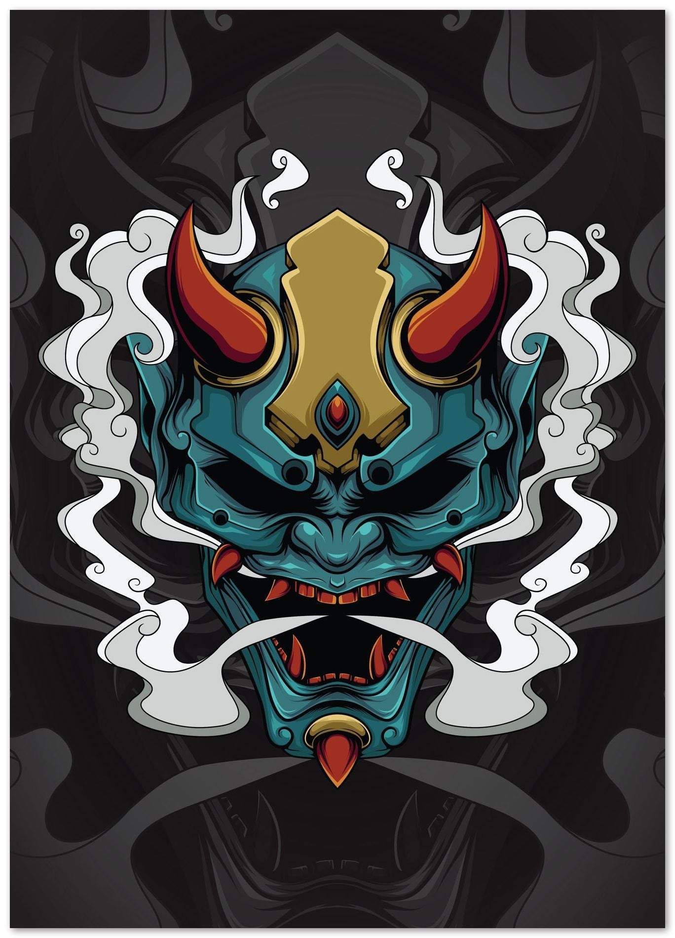 Japanese Demon Mask - @PowerUpDesign
