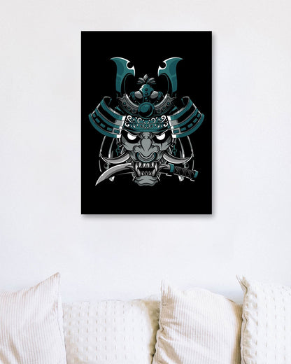 Japan samurai demon with katana - @PowerUpDesign