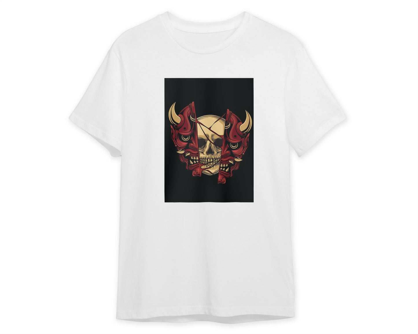 skull illustration with japan oni mask - @PowerUpDesign