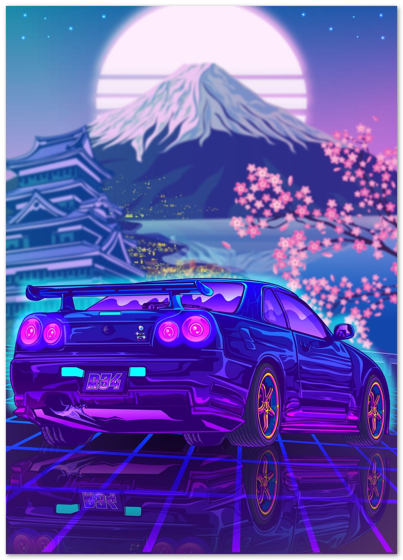 Skyline Gtr R34 Japanese Synthwave Fuji Sunset - @IlhamQrov