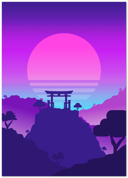 Japanese Torii retro Synthwave Minimalist - @IlhamQrov