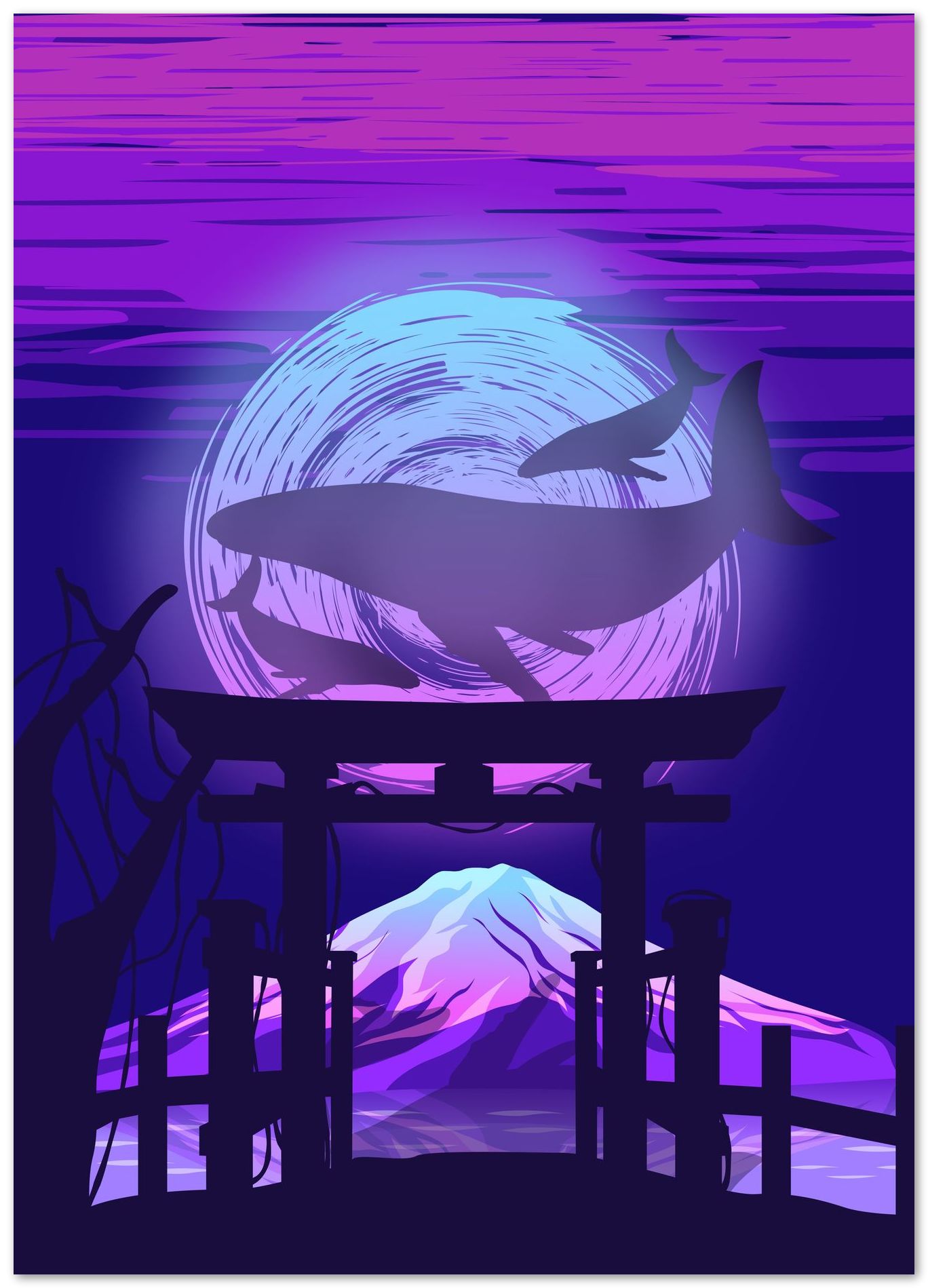 Japanese retro Synthwave giant Orca Whale - @IlhamQrov