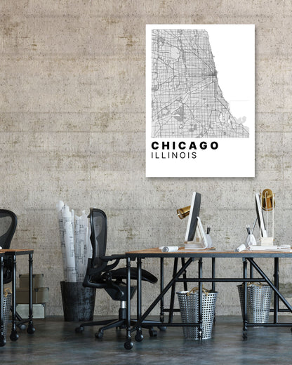 Minimalist Chicago Map - @VickyHanggara