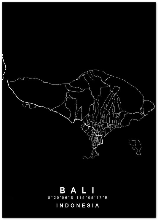 Bali Indonesia Maps Black White - @GreyArt