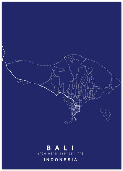 Bali Indonesia Maps Blue Print - @GreyArt