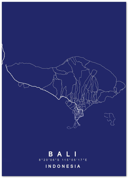 Bali Indonesia Maps Blue Print - @GreyArt