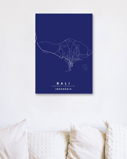 Bali Indonesia Maps Blue Print - @GreyArt