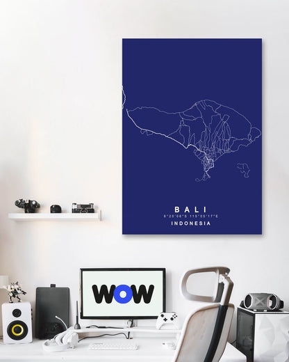 Bali Indonesia Maps Blue Print - @GreyArt