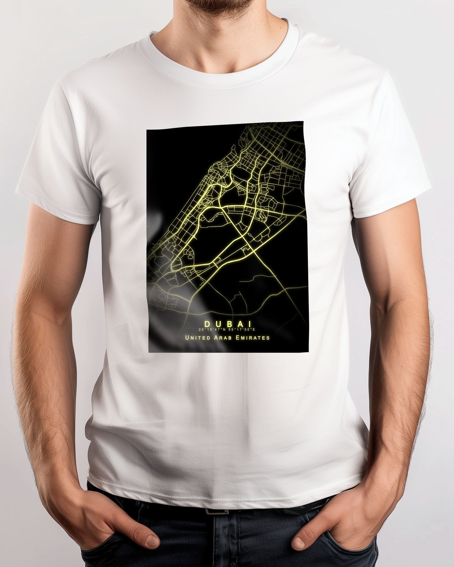 Dubai Maps gold yellow Glow - @GreyArt