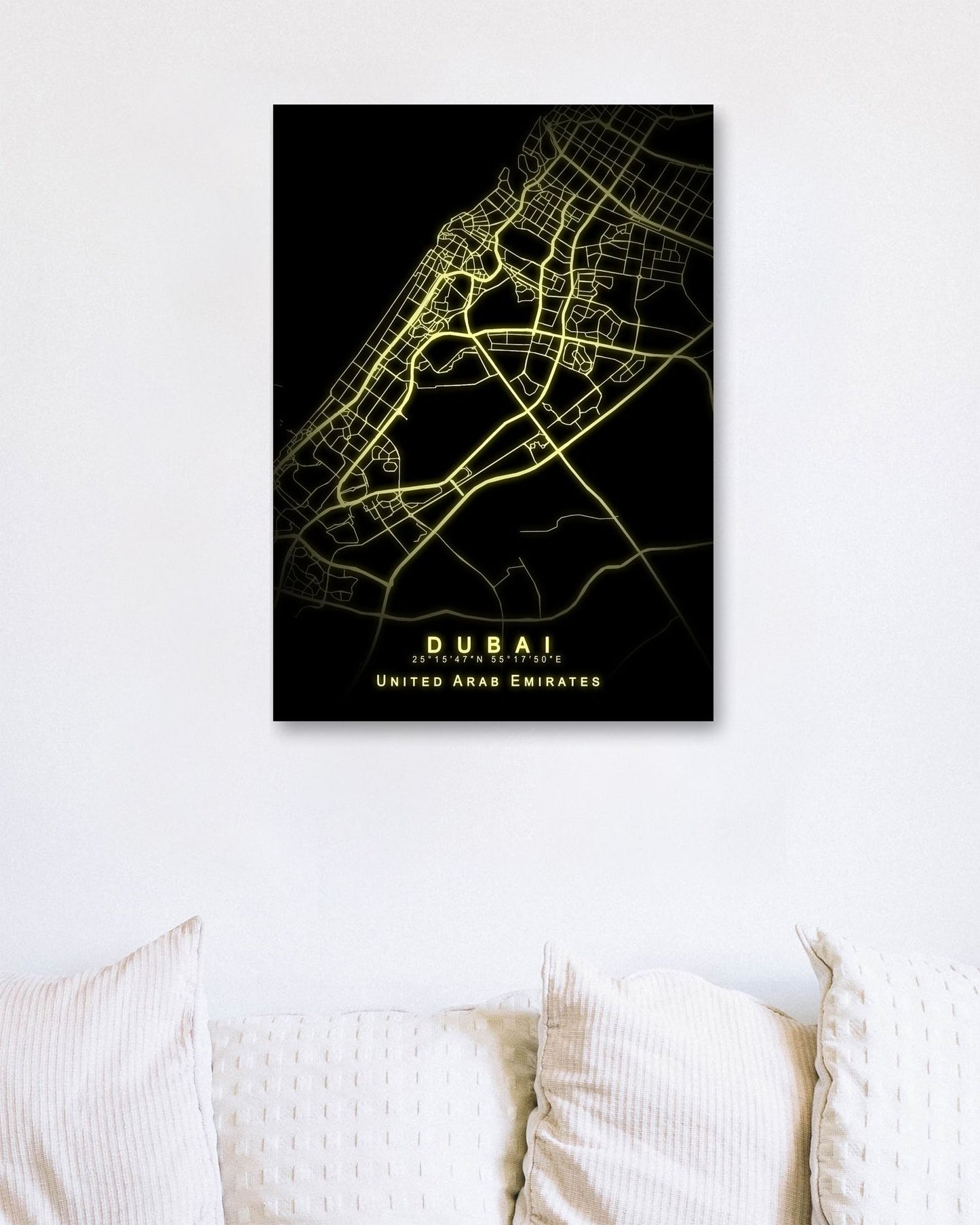 Dubai Maps gold yellow Glow - @GreyArt