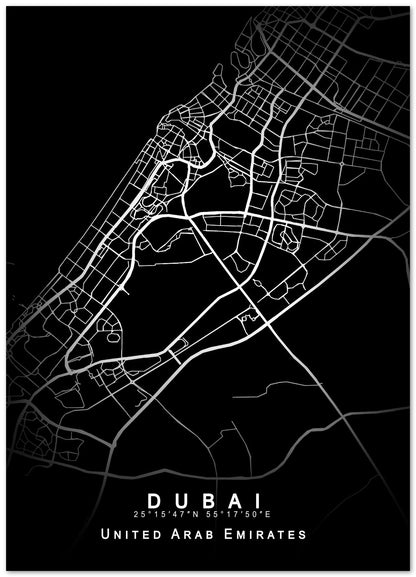 Dubai Maps Black White - @GreyArt