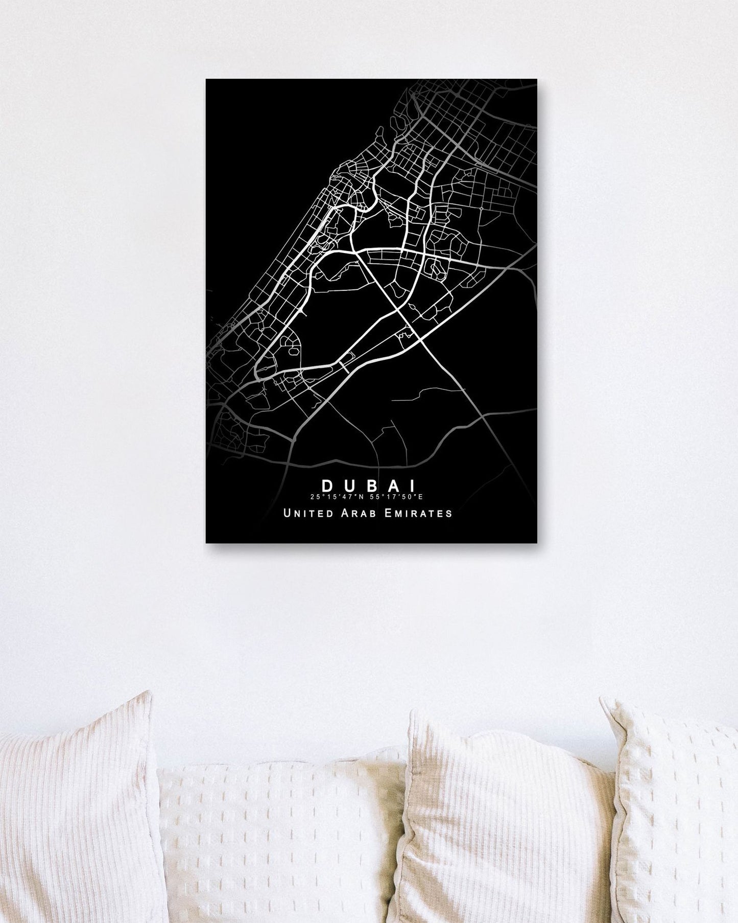 Dubai Maps Black White - @GreyArt