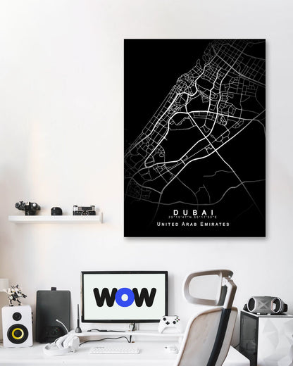 Dubai Maps Black White - @GreyArt