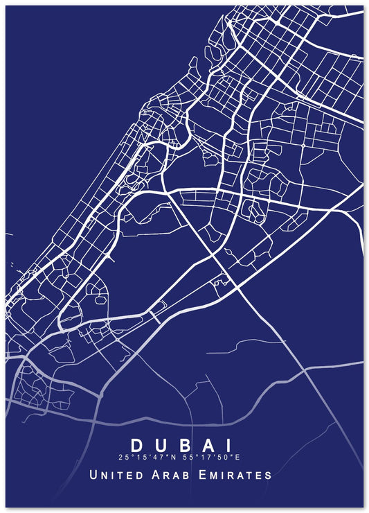 Dubai Maps Blue Print - @GreyArt