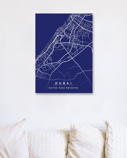 Dubai Maps Blue Print - @GreyArt