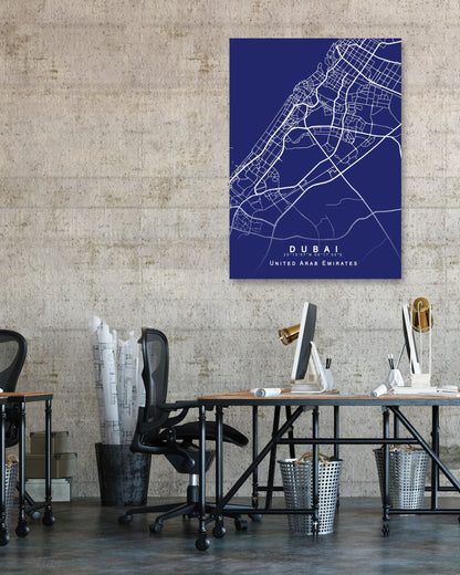 Dubai Maps Blue Print - @GreyArt