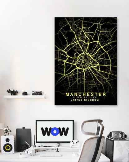 Manchester Map Glow - @GreyArt