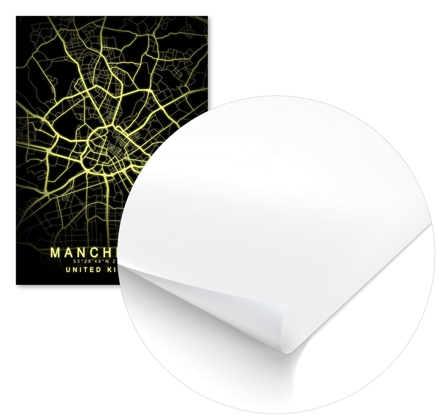 Manchester Map Glow - @GreyArt