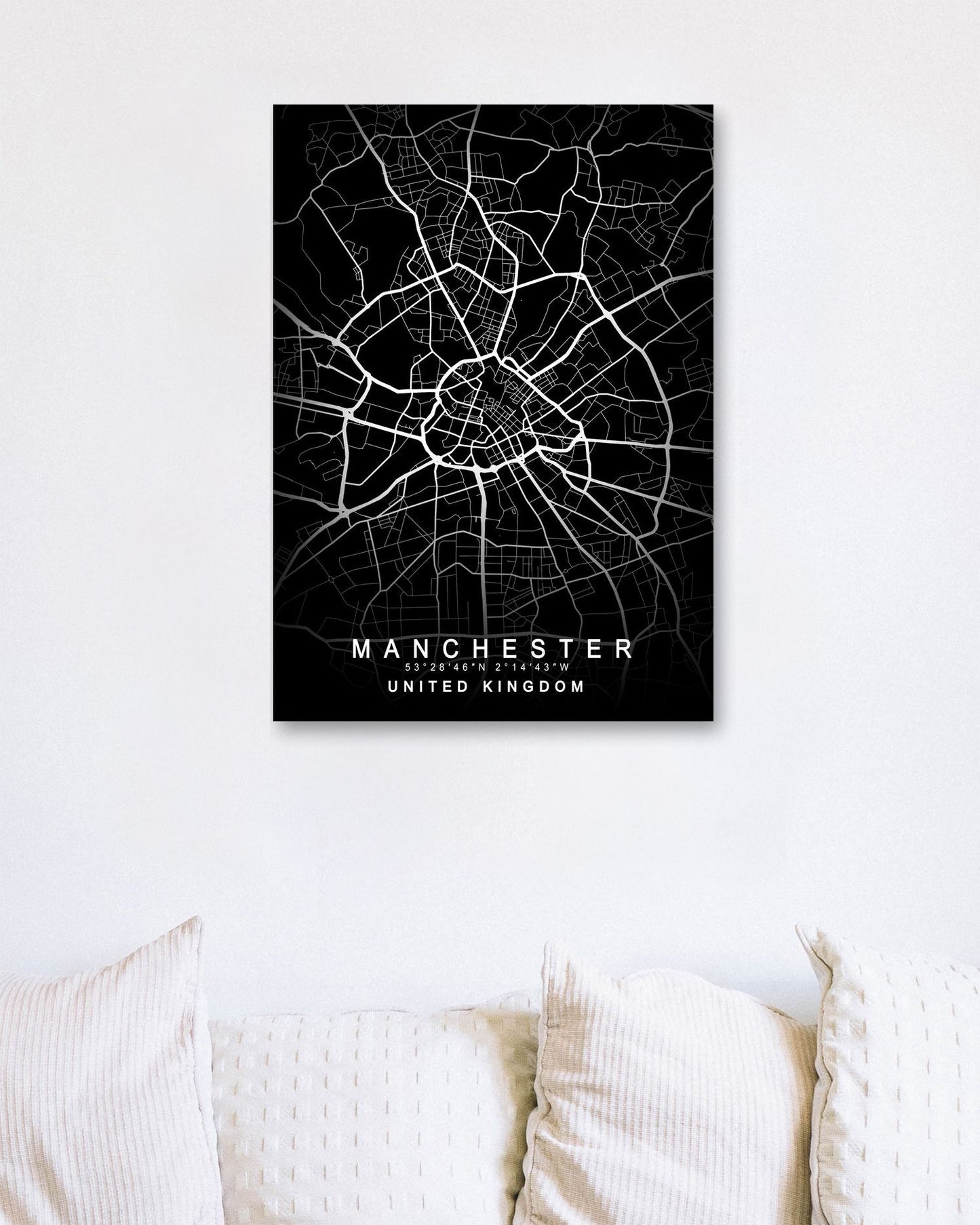 Manchester Map Black - @GreyArt
