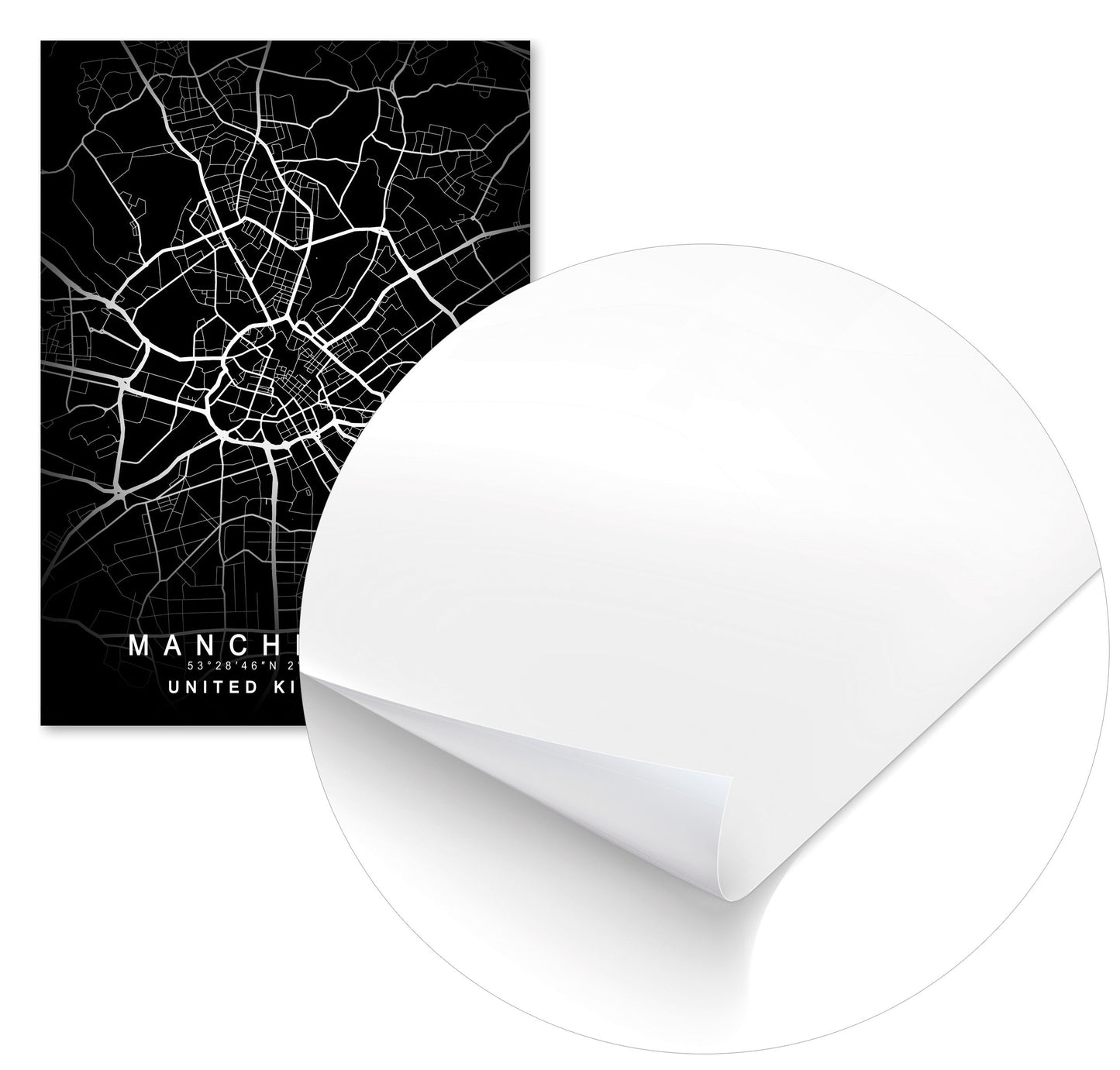 Manchester Map Black - @GreyArt