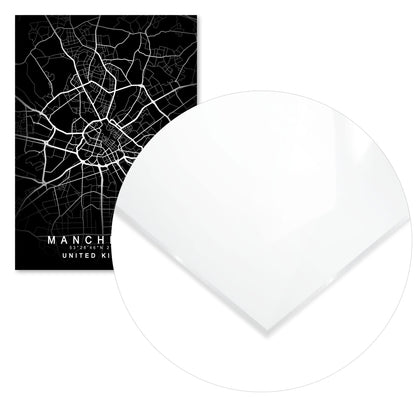 Manchester Map Black - @GreyArt