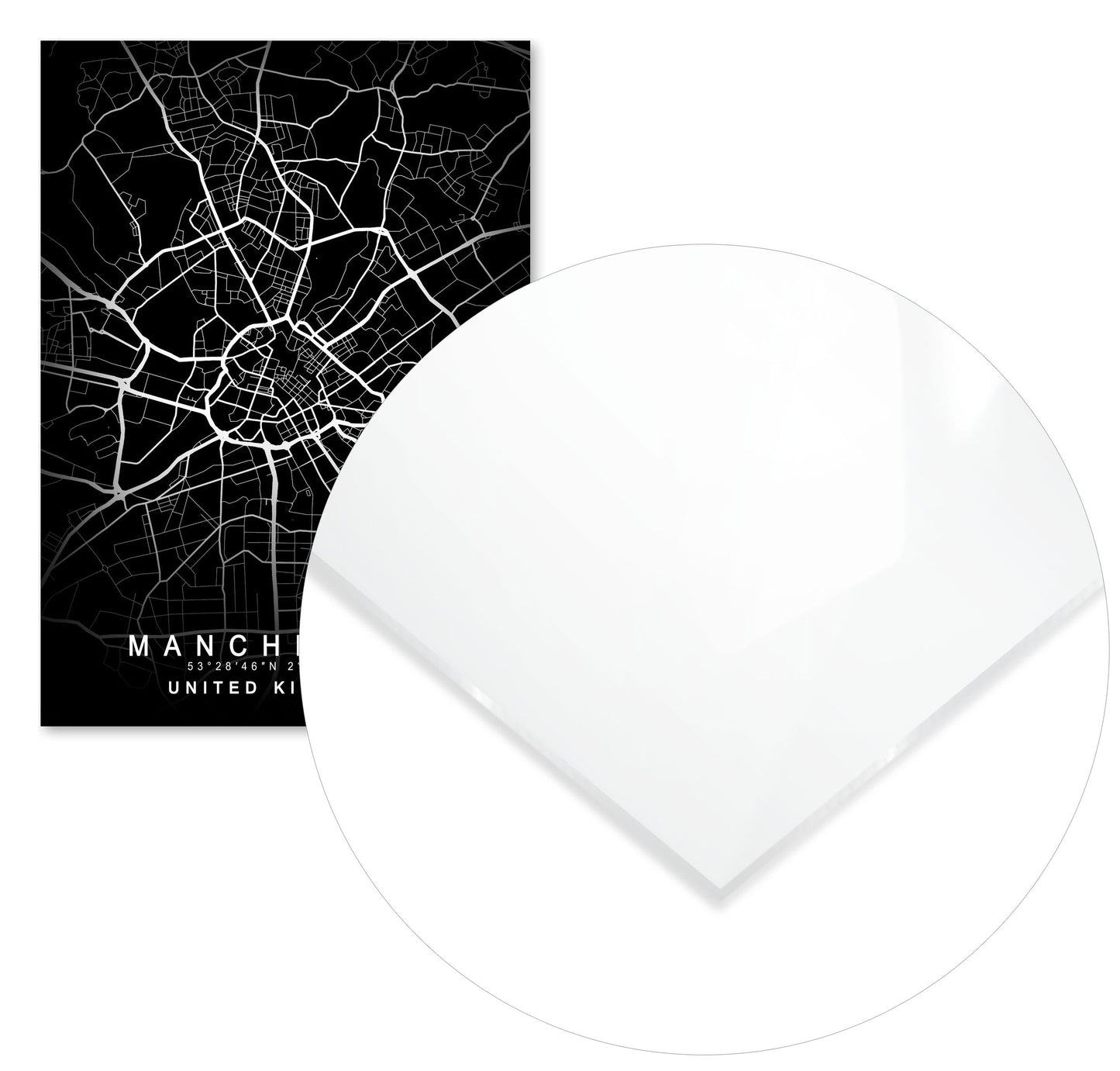Manchester Map Black - @GreyArt
