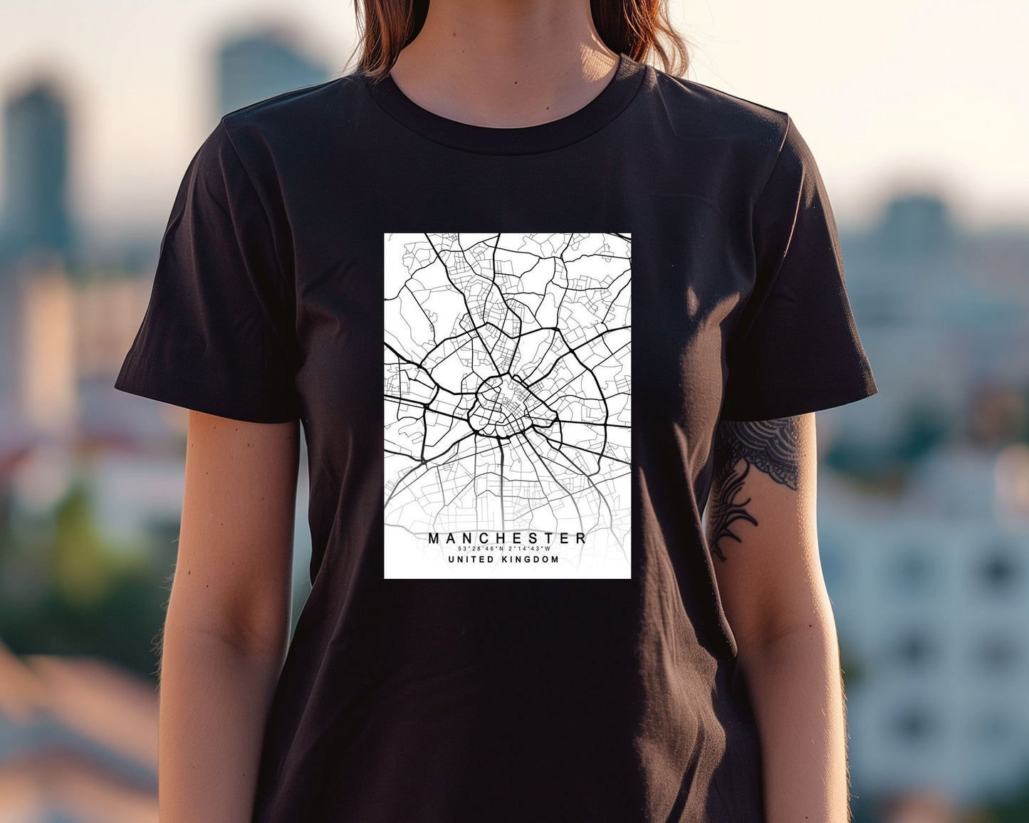 Manchester Map White - @GreyArt