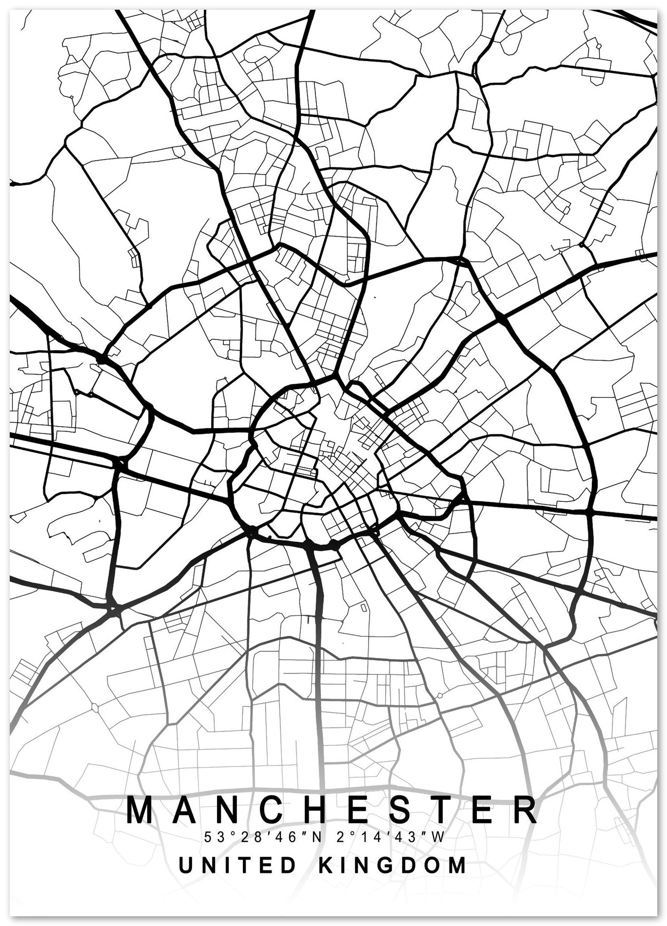 Manchester Map White - @GreyArt