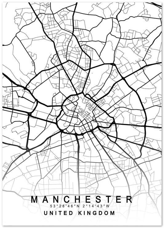 Manchester Map White - @GreyArt