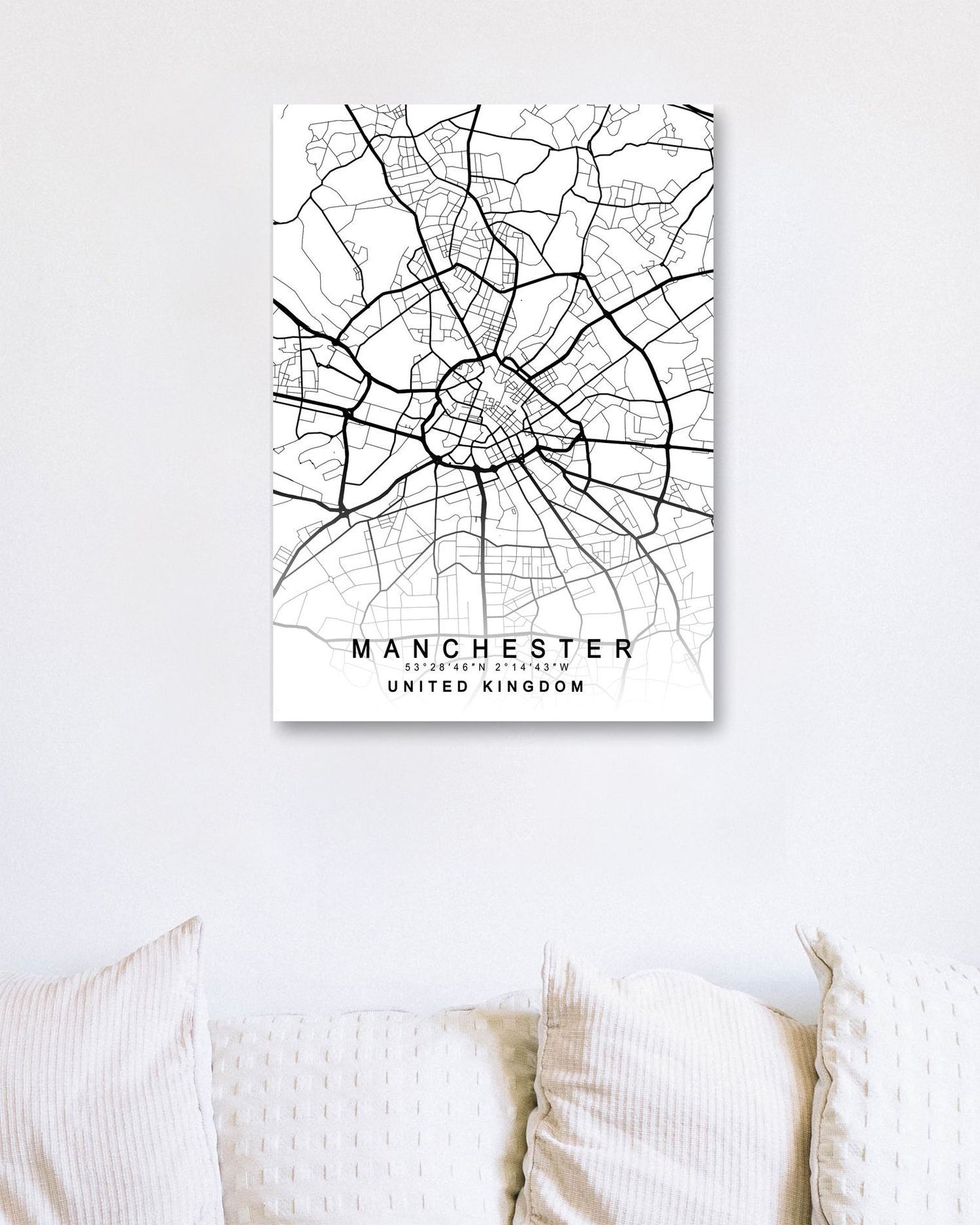 Manchester Map White - @GreyArt