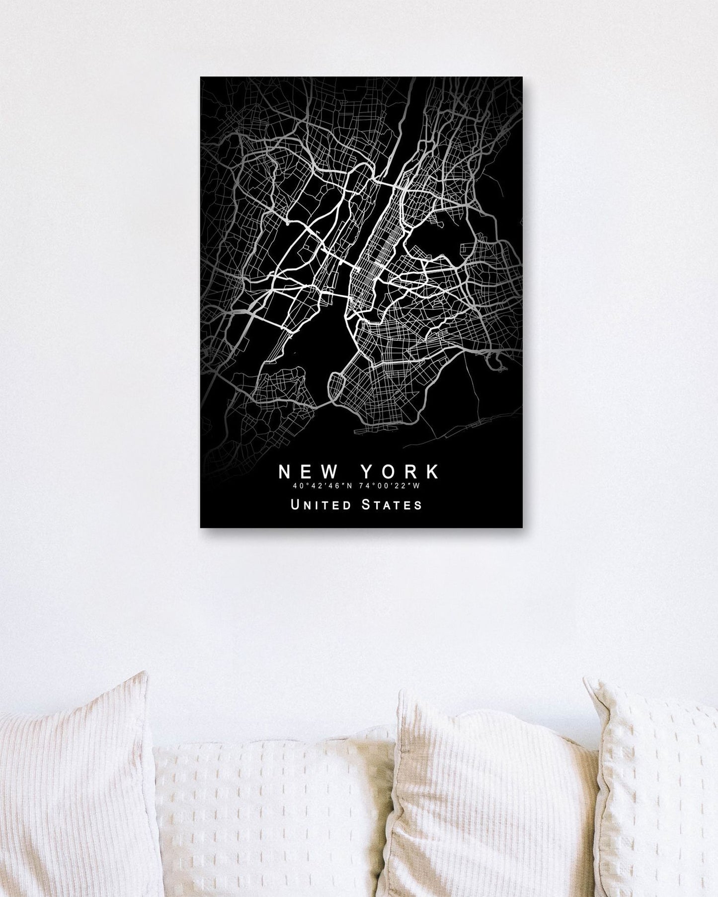 New York Map Black - @GreyArt