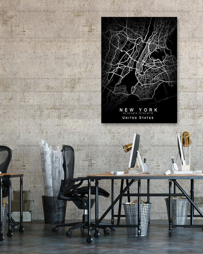 New York Map Black - @GreyArt