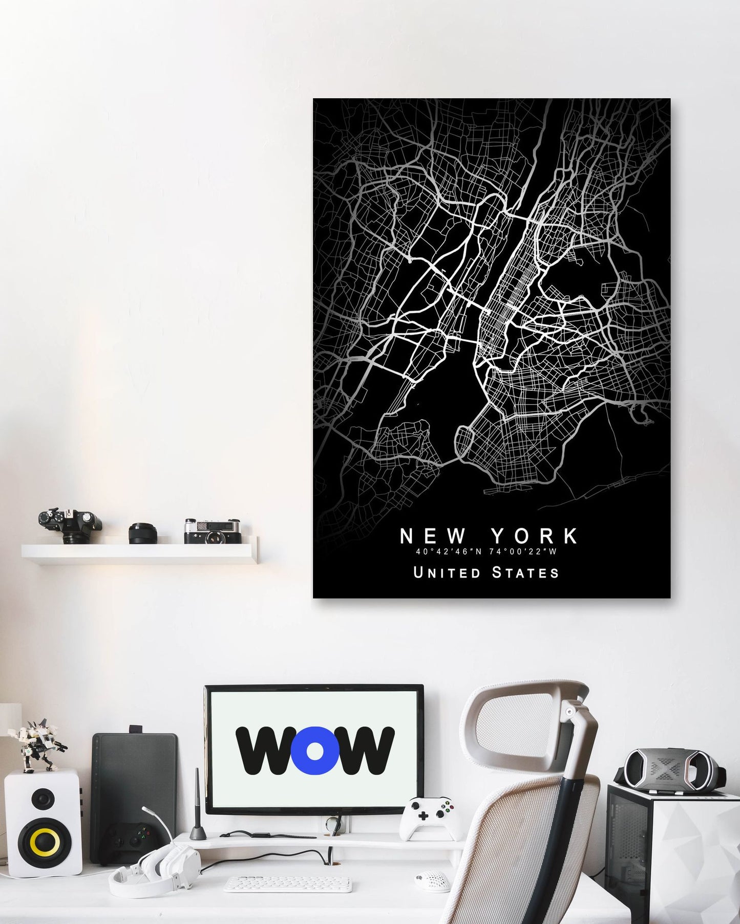 New York Map Black - @GreyArt