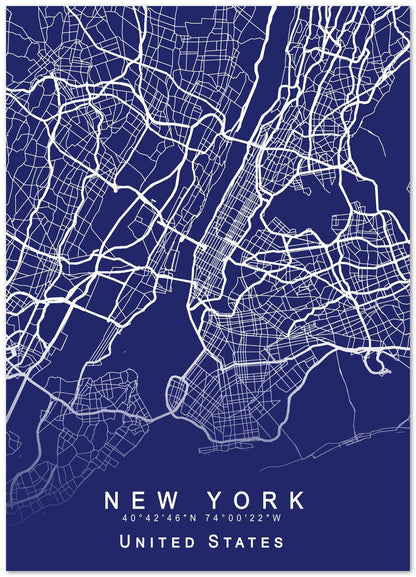 New York Map Blueprint - @GreyArt